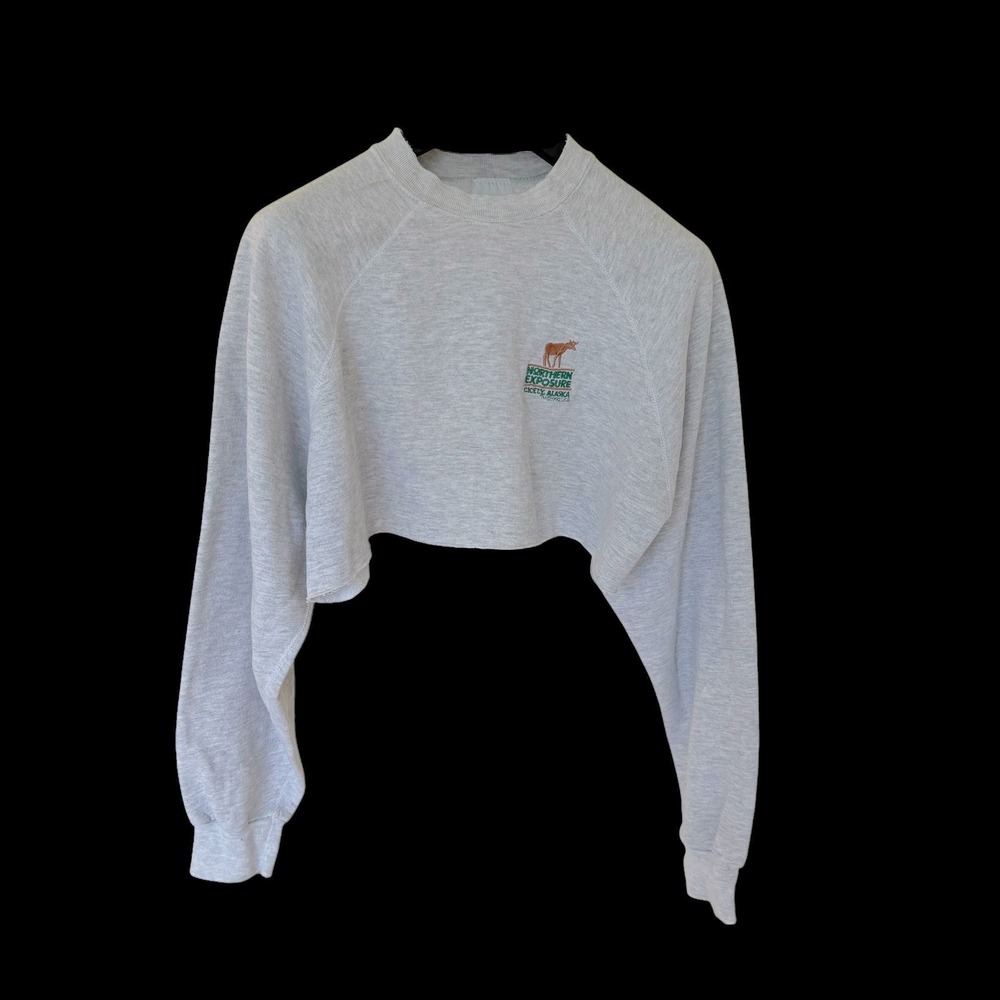 Vintage 1992 Northern Exposure Cicely Alaska Cropped Sweatshirt Tultex Gray L